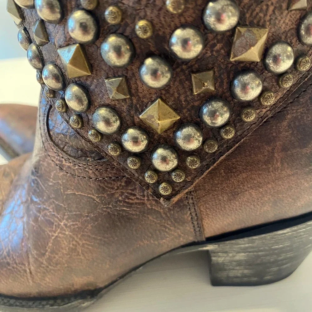 Old Gringo Women's Mini Belinda 7"‎ Ankle Boots Size 7 B Brown Bootie Cowboy - Picture 4 of 16